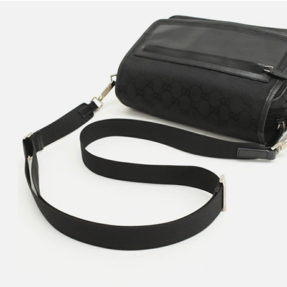GUCCI GG Black Canvas Shoulder Bag or Crossbody Bag Black Canvas T00R - Picture 4 of 14